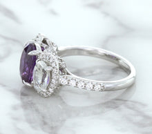 Load image into Gallery viewer, Multicolor Sapphire Ring with Diamond Halo in 18K White Gold