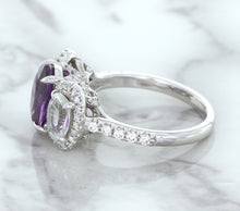 Load image into Gallery viewer, Multicolor Sapphire Ring with Diamond Halo in 18K White Gold