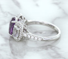 Load image into Gallery viewer, Multicolor Sapphire Ring with Diamond Halo in 18K White Gold
