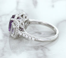 Load image into Gallery viewer, Multicolor Sapphire Ring with Diamond Halo in 18K White Gold