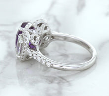 Load image into Gallery viewer, Multicolor Sapphire Ring with Diamond Halo in 18K White Gold