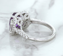 Load image into Gallery viewer, Multicolor Sapphire Ring with Diamond Halo in 18K White Gold