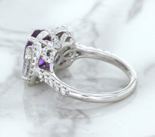 Load image into Gallery viewer, Multicolor Sapphire Ring with Diamond Halo in 18K White Gold