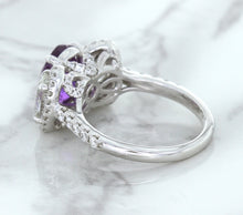 Load image into Gallery viewer, Multicolor Sapphire Ring with Diamond Halo in 18K White Gold