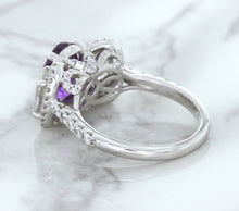 Load image into Gallery viewer, Multicolor Sapphire Ring with Diamond Halo in 18K White Gold