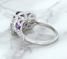 Load image into Gallery viewer, Multicolor Sapphire Ring with Diamond Halo in 18K White Gold
