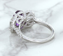 Load image into Gallery viewer, Multicolor Sapphire Ring with Diamond Halo in 18K White Gold
