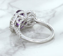Load image into Gallery viewer, Multicolor Sapphire Ring with Diamond Halo in 18K White Gold