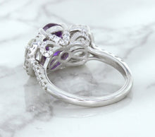 Load image into Gallery viewer, Multicolor Sapphire Ring with Diamond Halo in 18K White Gold