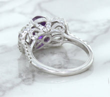 Load image into Gallery viewer, Multicolor Sapphire Ring with Diamond Halo in 18K White Gold