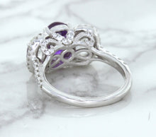 Load image into Gallery viewer, Multicolor Sapphire Ring with Diamond Halo in 18K White Gold