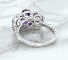 Load image into Gallery viewer, Multicolor Sapphire Ring with Diamond Halo in 18K White Gold