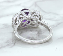 Load image into Gallery viewer, Multicolor Sapphire Ring with Diamond Halo in 18K White Gold