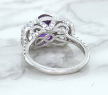 Load image into Gallery viewer, Multicolor Sapphire Ring with Diamond Halo in 18K White Gold