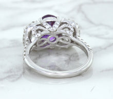 Load image into Gallery viewer, Multicolor Sapphire Ring with Diamond Halo in 18K White Gold