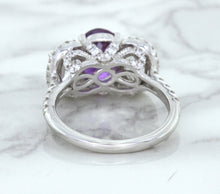 Load image into Gallery viewer, Multicolor Sapphire Ring with Diamond Halo in 18K White Gold