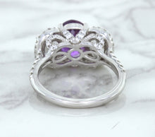 Load image into Gallery viewer, Multicolor Sapphire Ring with Diamond Halo in 18K White Gold