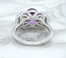 Load image into Gallery viewer, Multicolor Sapphire Ring with Diamond Halo in 18K White Gold