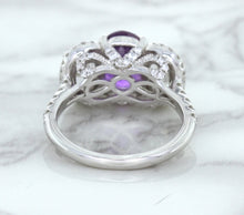 Load image into Gallery viewer, Multicolor Sapphire Ring with Diamond Halo in 18K White Gold