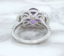 Load image into Gallery viewer, Multicolor Sapphire Ring with Diamond Halo in 18K White Gold