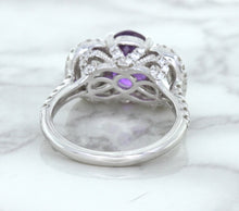 Load image into Gallery viewer, Multicolor Sapphire Ring with Diamond Halo in 18K White Gold