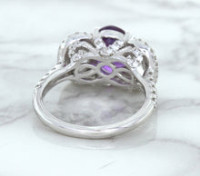 Load image into Gallery viewer, Multicolor Sapphire Ring with Diamond Halo in 18K White Gold