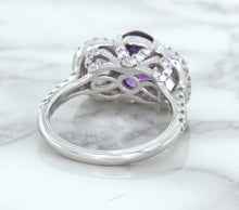 Load image into Gallery viewer, Multicolor Sapphire Ring with Diamond Halo in 18K White Gold