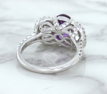 Load image into Gallery viewer, Multicolor Sapphire Ring with Diamond Halo in 18K White Gold