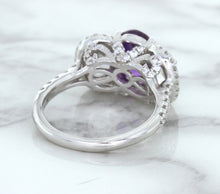 Load image into Gallery viewer, Multicolor Sapphire Ring with Diamond Halo in 18K White Gold