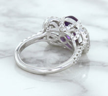 Load image into Gallery viewer, Multicolor Sapphire Ring with Diamond Halo in 18K White Gold