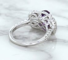 Load image into Gallery viewer, Multicolor Sapphire Ring with Diamond Halo in 18K White Gold