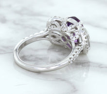 Load image into Gallery viewer, Multicolor Sapphire Ring with Diamond Halo in 18K White Gold