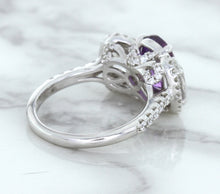 Load image into Gallery viewer, Multicolor Sapphire Ring with Diamond Halo in 18K White Gold