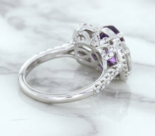 Load image into Gallery viewer, Multicolor Sapphire Ring with Diamond Halo in 18K White Gold