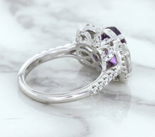 Load image into Gallery viewer, Multicolor Sapphire Ring with Diamond Halo in 18K White Gold