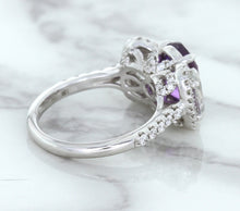 Load image into Gallery viewer, Multicolor Sapphire Ring with Diamond Halo in 18K White Gold