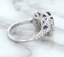 Load image into Gallery viewer, Multicolor Sapphire Ring with Diamond Halo in 18K White Gold