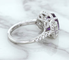 Load image into Gallery viewer, Multicolor Sapphire Ring with Diamond Halo in 18K White Gold