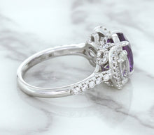 Load image into Gallery viewer, Multicolor Sapphire Ring with Diamond Halo in 18K White Gold