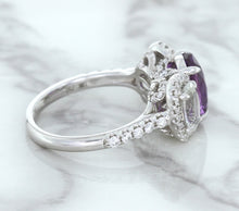 Load image into Gallery viewer, Multicolor Sapphire Ring with Diamond Halo in 18K White Gold