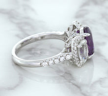 Load image into Gallery viewer, Multicolor Sapphire Ring with Diamond Halo in 18K White Gold