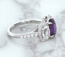 Load image into Gallery viewer, Multicolor Sapphire Ring with Diamond Halo in 18K White Gold