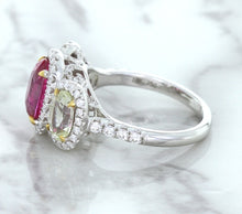 Load image into Gallery viewer, Multicolor Sapphire Ring with Diamond Halo in 18K White Gold