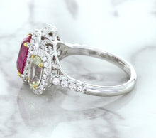 Load image into Gallery viewer, Multicolor Sapphire Ring with Diamond Halo in 18K White Gold