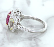 Load image into Gallery viewer, Multicolor Sapphire Ring with Diamond Halo in 18K White Gold