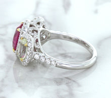 Load image into Gallery viewer, Multicolor Sapphire Ring with Diamond Halo in 18K White Gold