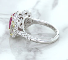Load image into Gallery viewer, Multicolor Sapphire Ring with Diamond Halo in 18K White Gold