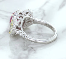 Load image into Gallery viewer, Multicolor Sapphire Ring with Diamond Halo in 18K White Gold