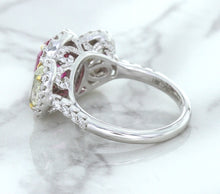 Load image into Gallery viewer, Multicolor Sapphire Ring with Diamond Halo in 18K White Gold