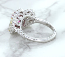 Load image into Gallery viewer, Multicolor Sapphire Ring with Diamond Halo in 18K White Gold